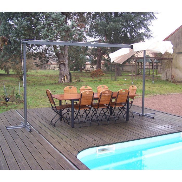 Pergola marquise 3,60 x 2,50 m gris anthracite 9 m2 toile pivotante et extensible 200 g/m2 PER2535M Habrita Foresta