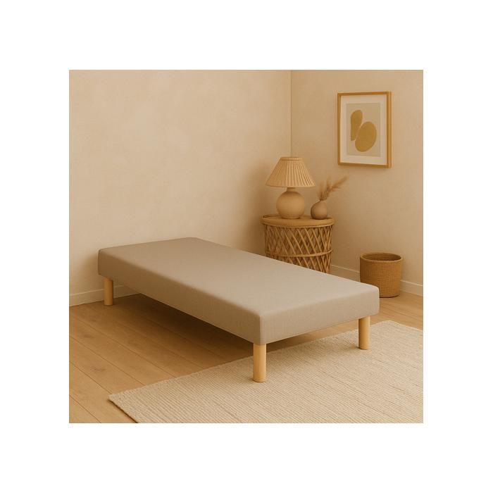 Gestoffeerde bedbodem, grijs, 90x190 cm | Handgemaakt in Frankrijk | Inclusief poten | Hoogte met poten: 27 cm - som90x190grey