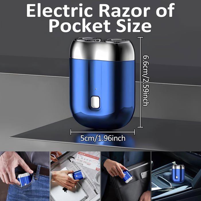 Mini Dual Head Electric Razor, Rasoir Electrique Portable Pour Homme, Usb Réchargeable Sans Fil Etanche, Tondeuse De Barbe De Po
