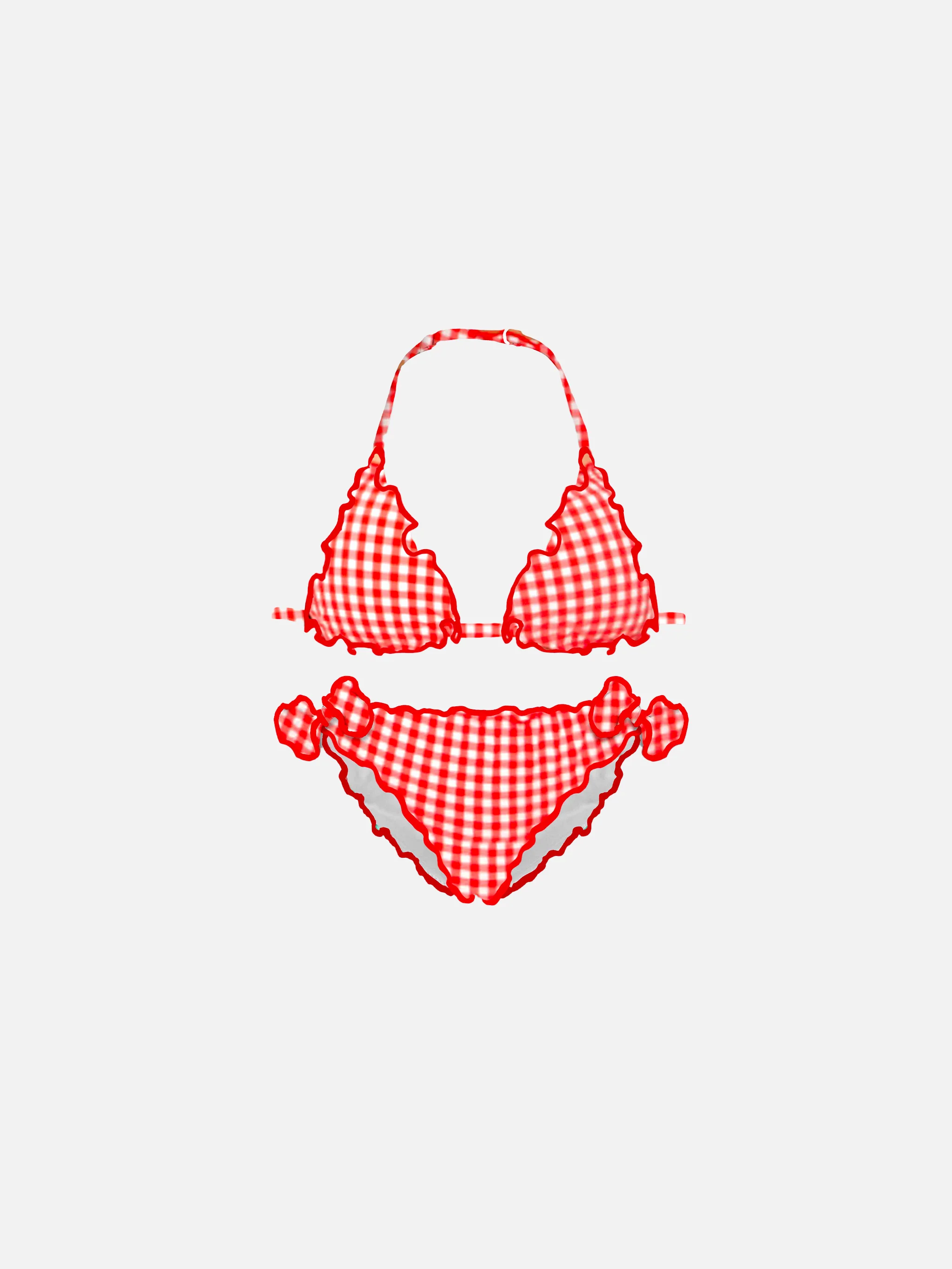 Triangelbikini voor meisjes met ruitjesprint