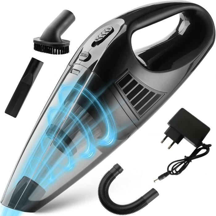 Portable car vacuum cleaner for detailing and cleaning the interior of the car, for home use, dual purpose (black)