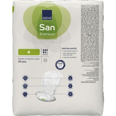 Abena San Premium näkymätön vuotosuoja 4 inkontinenssisidosta, anatominen muoto, 30 kpl.