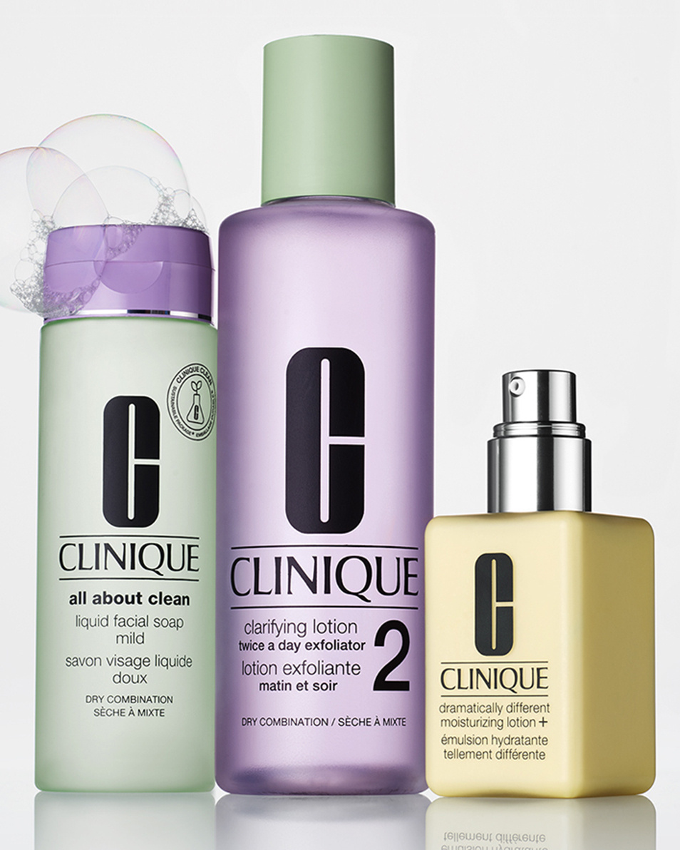 SĂPUN FACIAL LICHID CLINIQUE ALL ABOUT CLEAN™ BLÂND - CURĂȚĂTOR PENTRU TIPUL DE TEN 2 - TEN USCAT SAU MIXT - SISTEM ÎN 3 PAȘI
