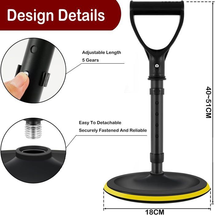 Ayuda de movilidad ajustable - DOK - Altura ajustable de 40 a 51 cm - Base antideslizante de 18 cm - Mango cómodo