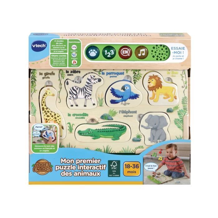 Juguete interactivo de madera - VTECH - Mi primer rompecabezas de animales - FSC®
