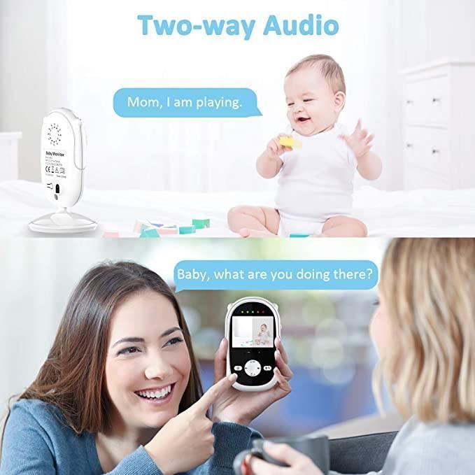 Monitor de video para bebés, monitor para bebés con cámara y audio, monitor de video inalámbrico para bebés Ltteny de 2.4 GHz con visión nocturna automática y función de voz.