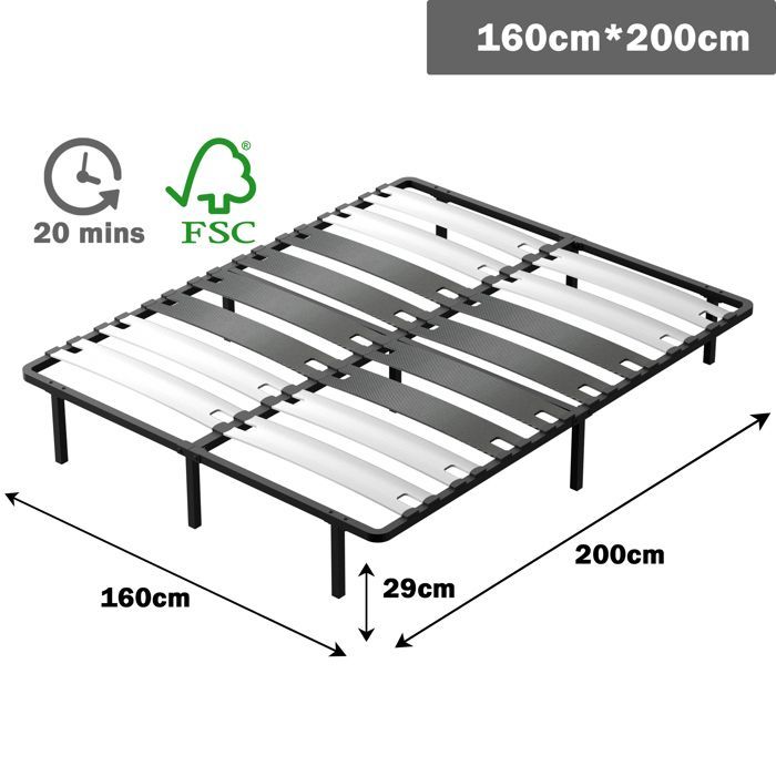 160x200cm lattenbodem CONFORTKIT - DEWINNER - 18 houten latten - 6 poten inbegrepen
