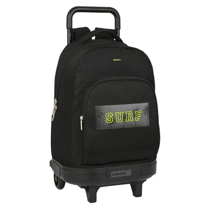 Mochila com Rodinhas Safta Surf Preta - 33L - 33 x 45 x 22 cm - Acolchoada e Lavável