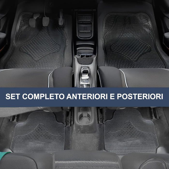 Rebeca Shop - Rubber car mats, black, 2 front and 2 rear, universal, suitable for all seasons