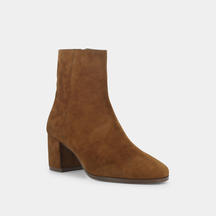 Bottines à talons  en velours cognac