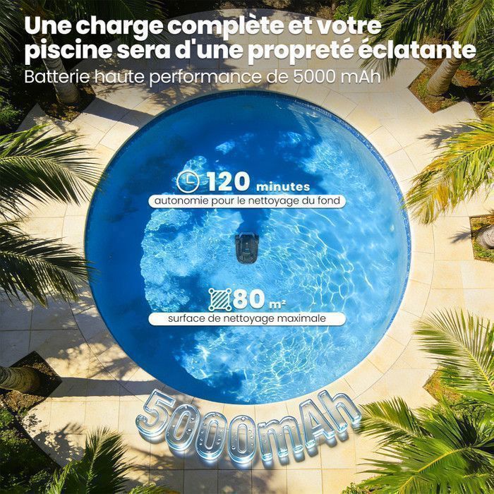 Robô de piscina sem fio AIRROBO CP02, para paredes e linha d'água, 120 minutos de autonomia, forte poder de sucção.