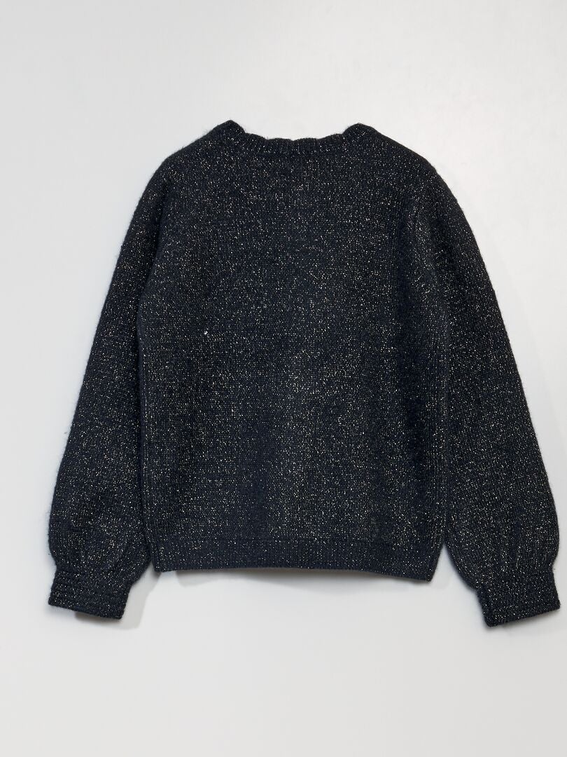 Gebreid vest met patroon en glanzende draden - blauw