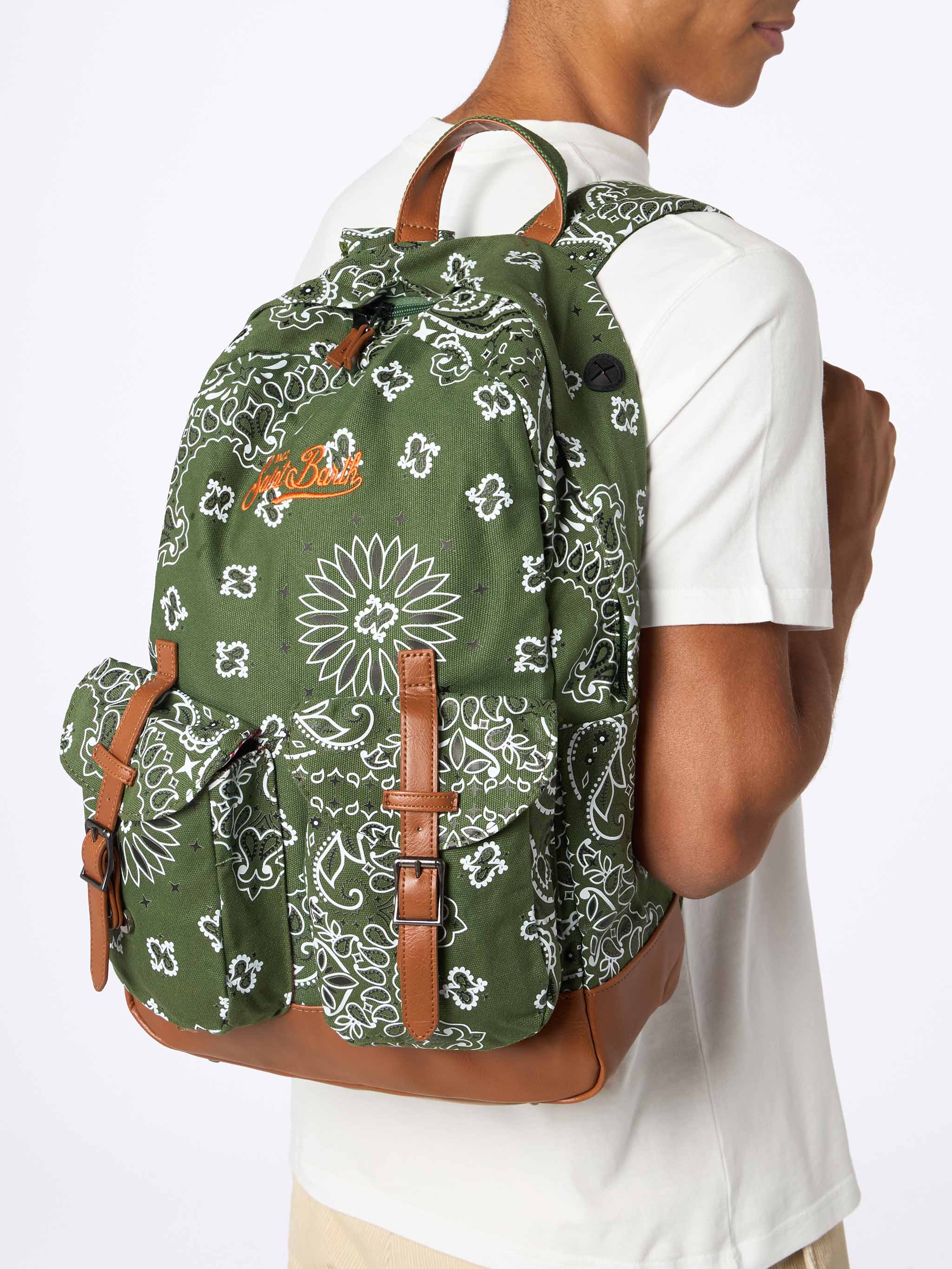 Cody kanvasrygsæk med grønt bandana-print