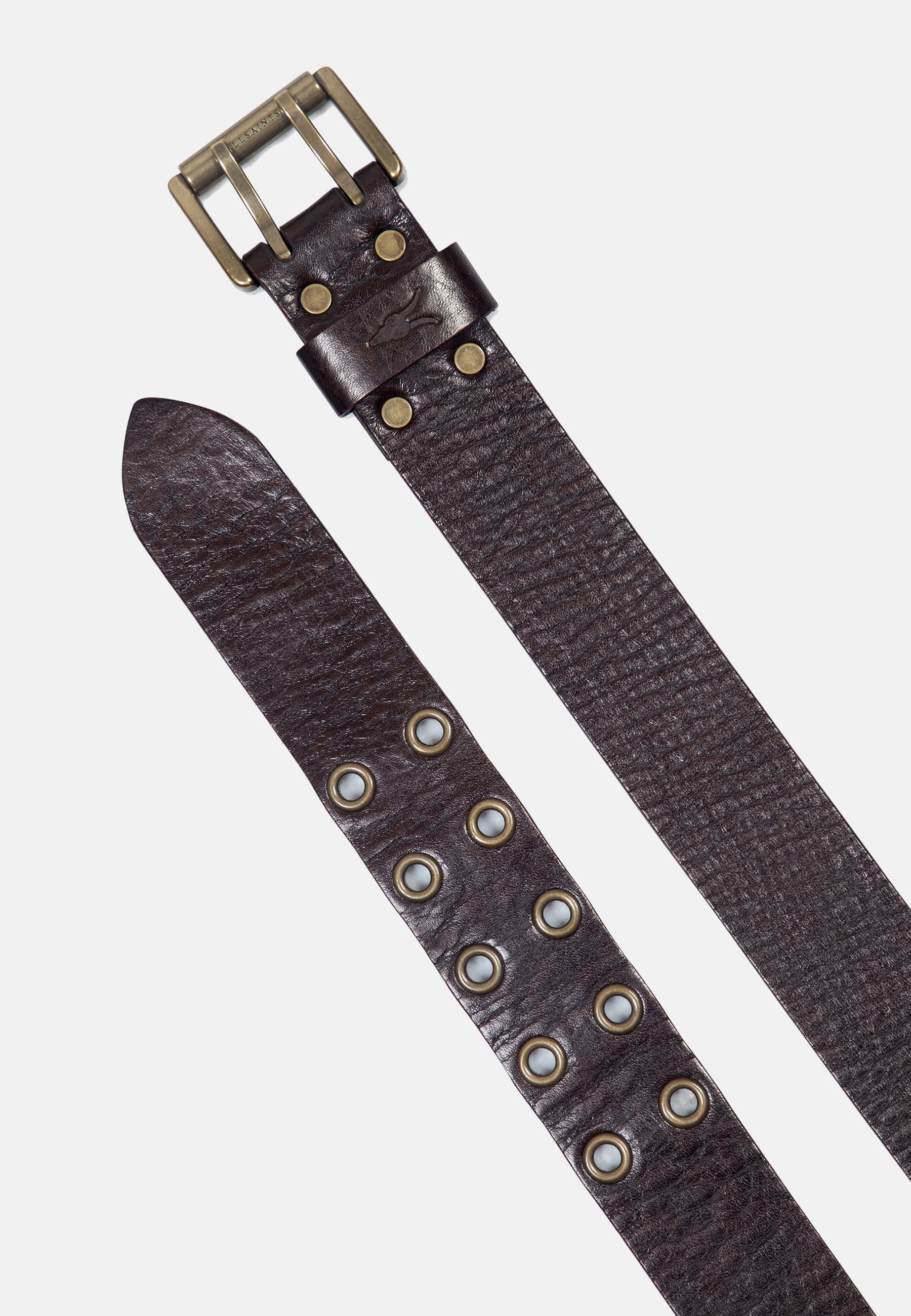 AllSaints riem met verweerde oogjes - bruin