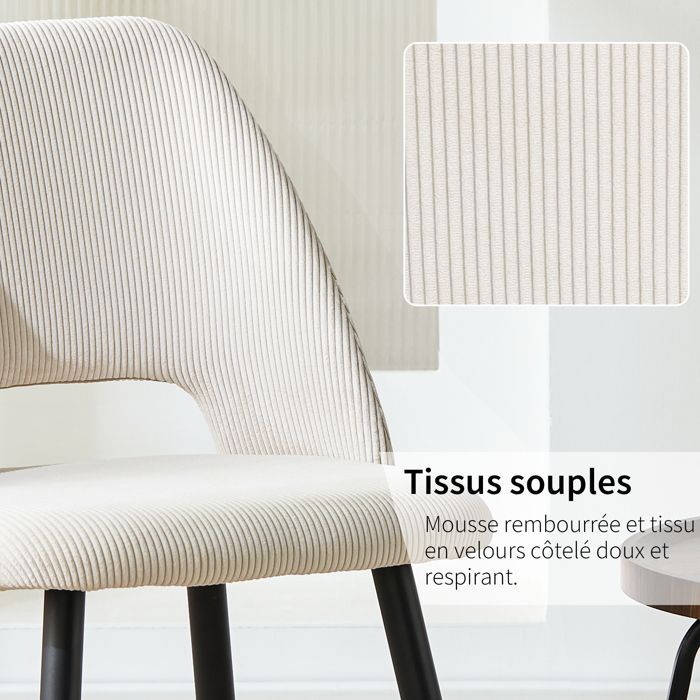WAFTING Lot de 4 Chaise de Salle à Manger en Velours,Chaise Rembourrée avec Pieds Indépendants,Beige