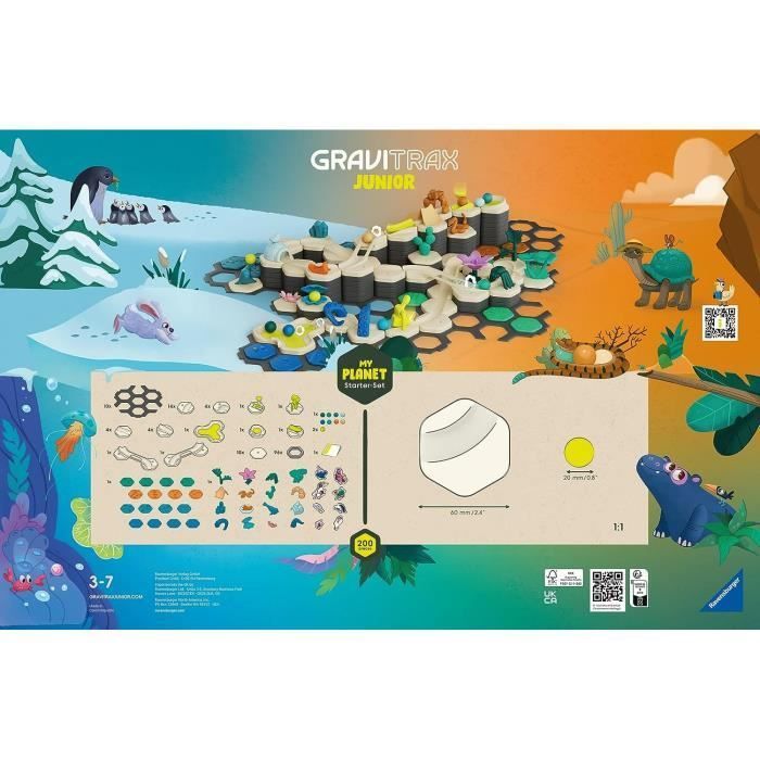 Gravitrax Junior - Mi Planeta XXL Set de Inicio 184 piezas - Pista de Canicas - Juego de Construcción Creativa - Para mayores de 3 años