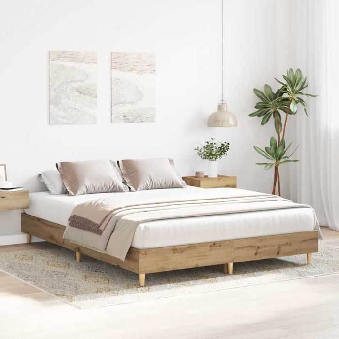 Verano 2026@Estructura de cama individual - Base de somier de láminas - para adultos - sin colchón - roble artesanal 90x190cm, 1300