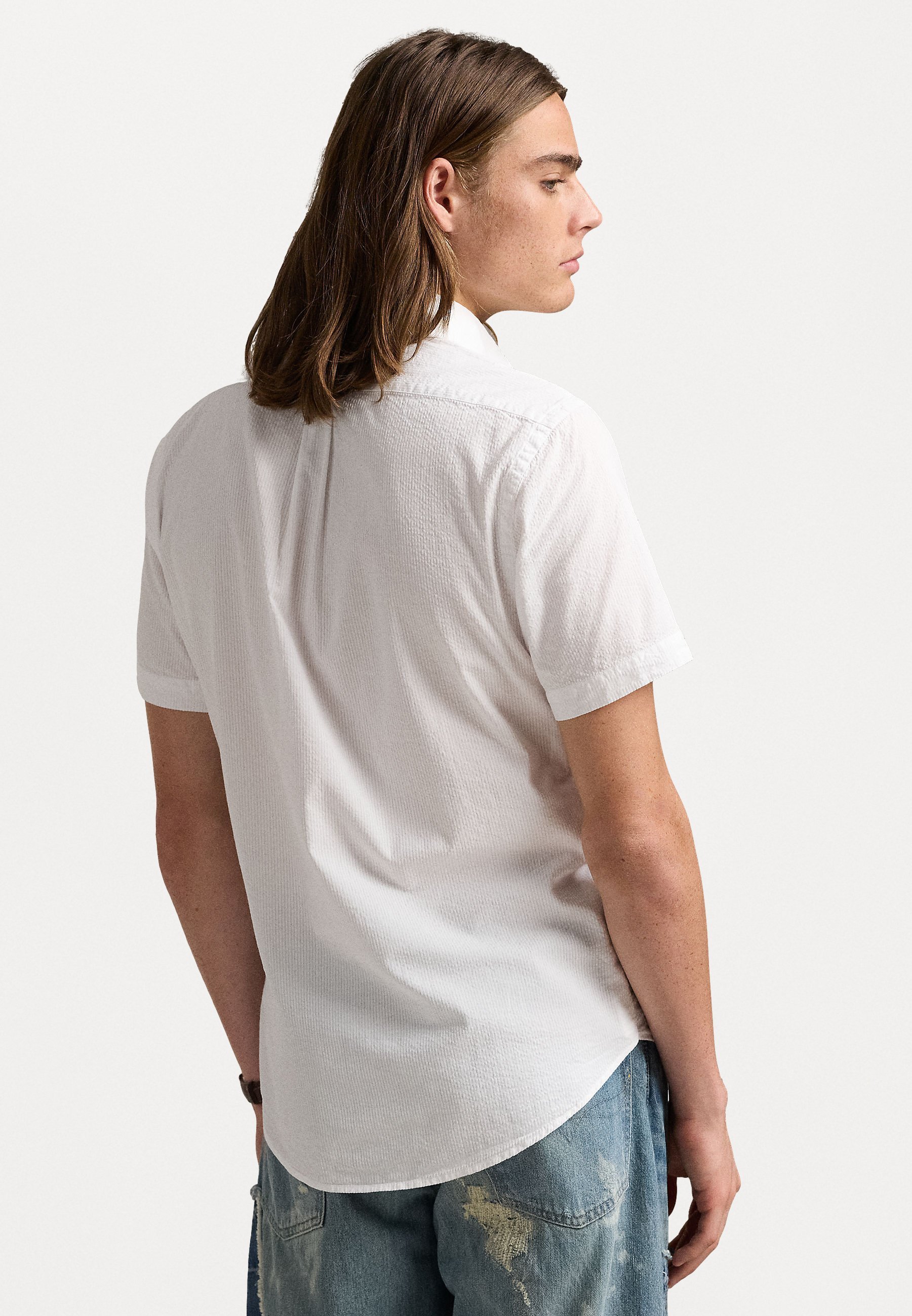 Polo Ralph Lauren CUSTOM FIT SEERSUCKER SHIRT - Skjorte - whitePolo Ralph Lauren