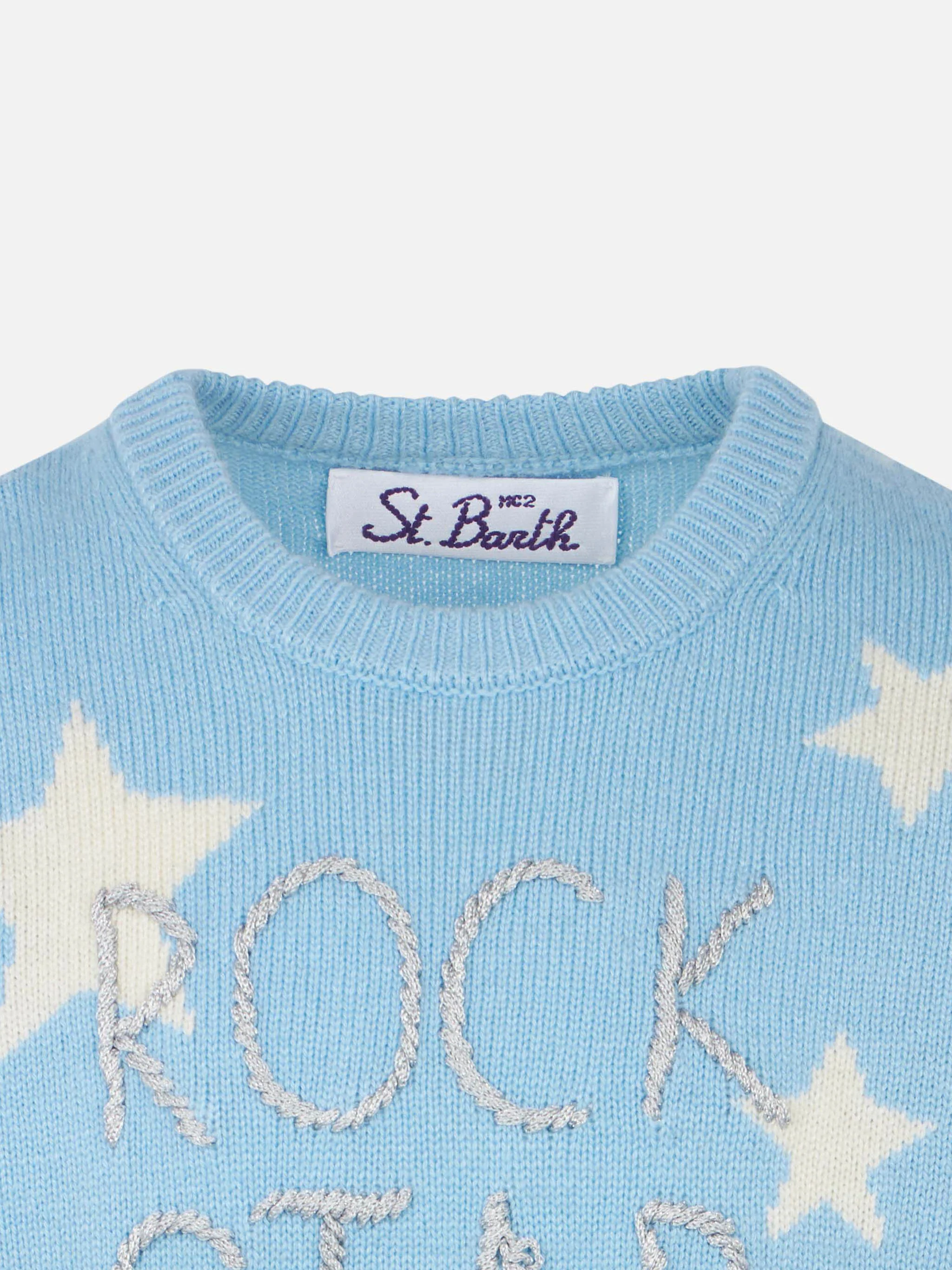 Trui voor meisjes met sterrenprint en Rock Star-borduurwerk.