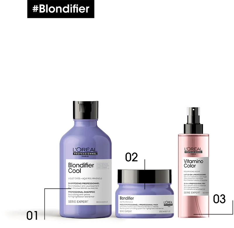 L'Oréal Professionnel Serie Expert Blondifier: máscara regeneradora e restauradora para cabelos loiros e com mechas.