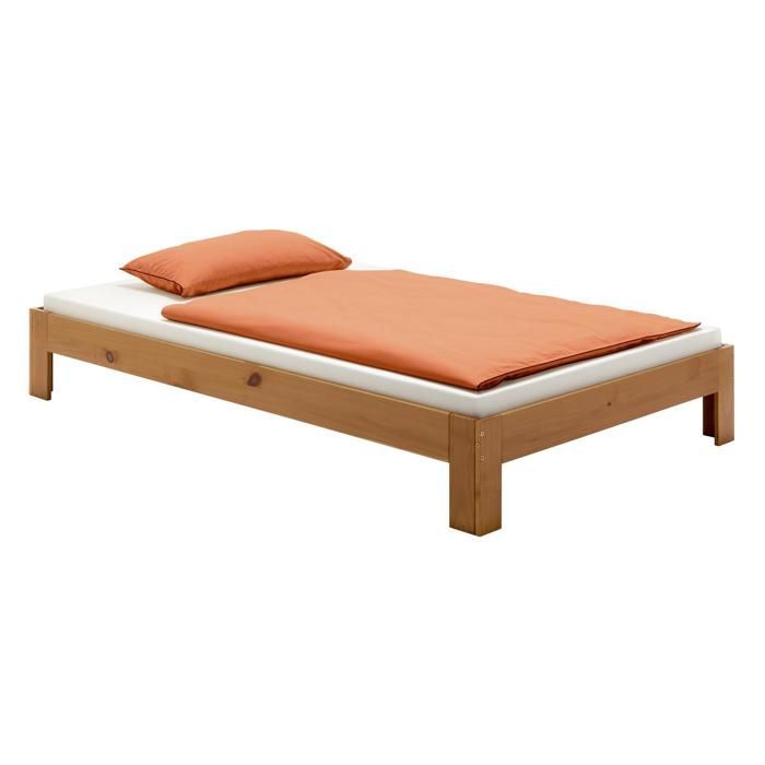 Cama futón THOMAS, superficie para dormir individual de 100 x 200 cm, para 1 persona, en pino macizo con acabado rústico.