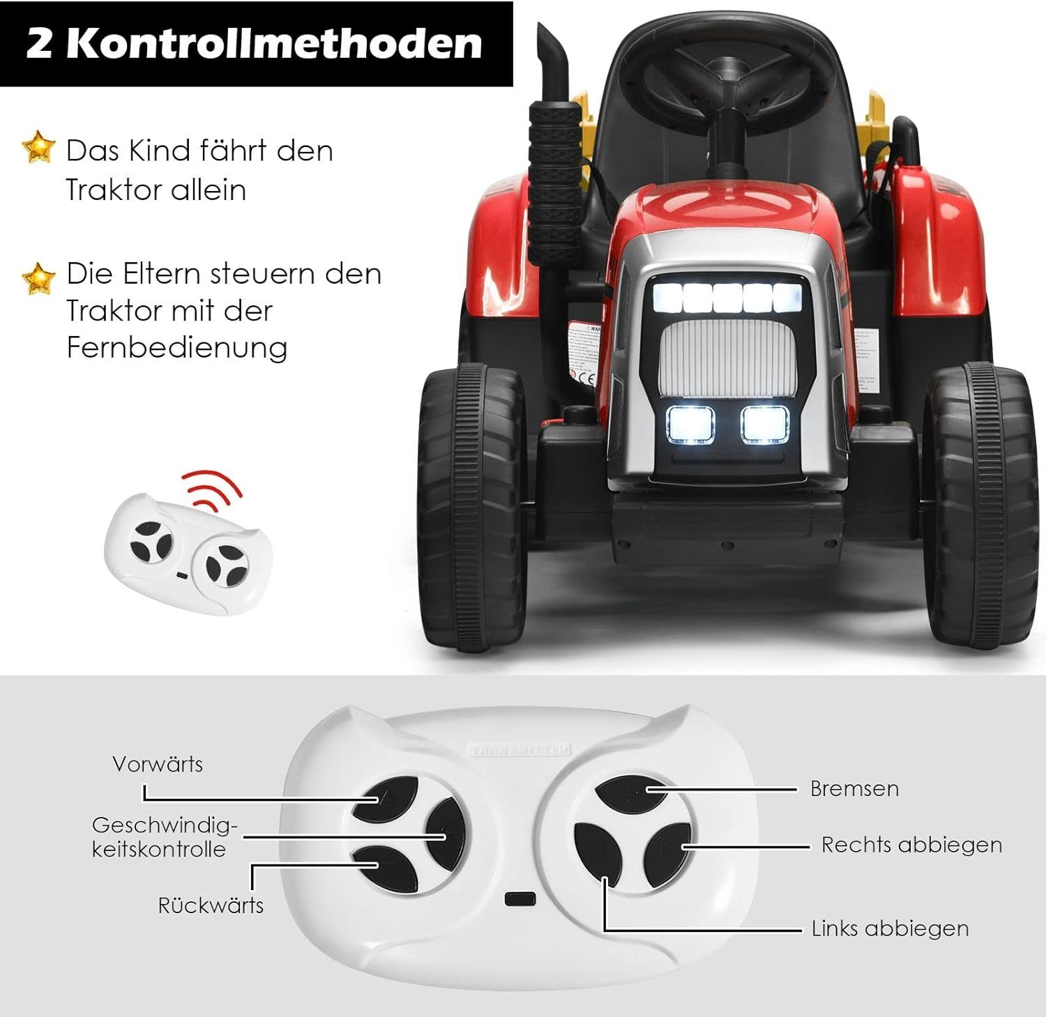 KOMFOTTEU sähköinen lasten autotraktori, 30 kg:n kantavuus, 3-vuotiaille alkaen