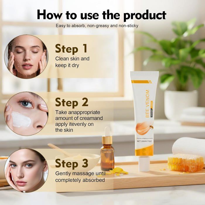 Crème Anti-Rides au Venin d'Abeille, GATBOSN ,Bee Venom Crème Hydratante et Raffermissante Visage et Cou