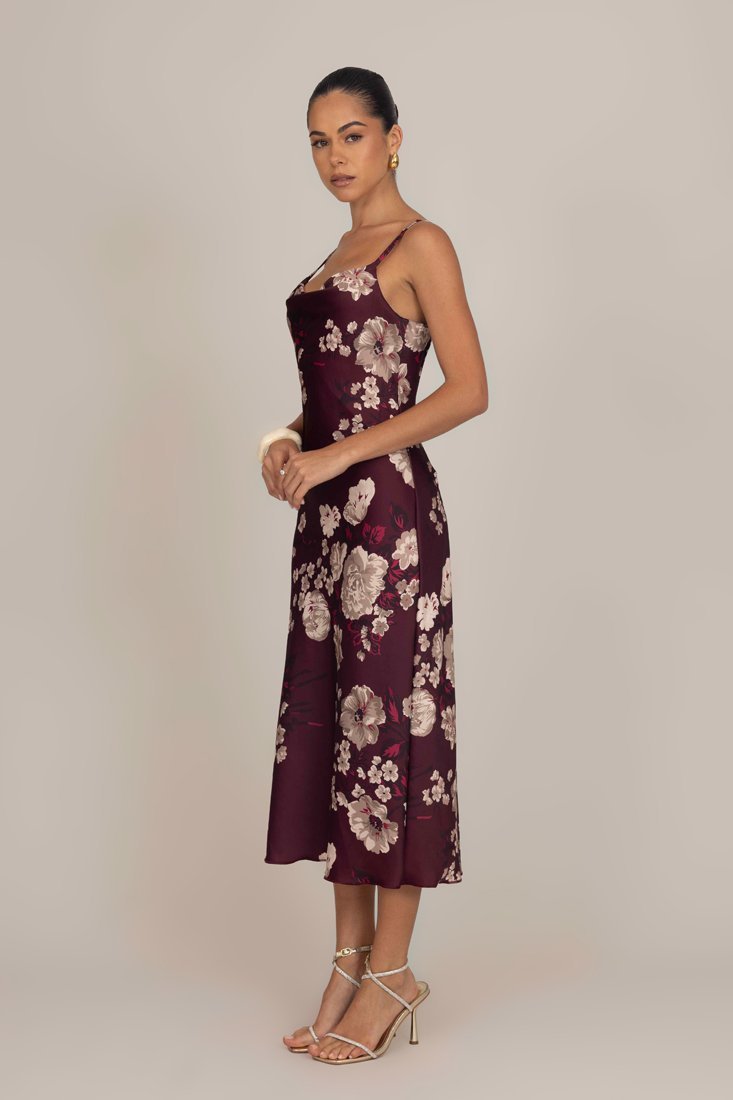 Robe midi WAL G. CARA - Robe de cocktail / Robe de soirée - imprimé bordeaux