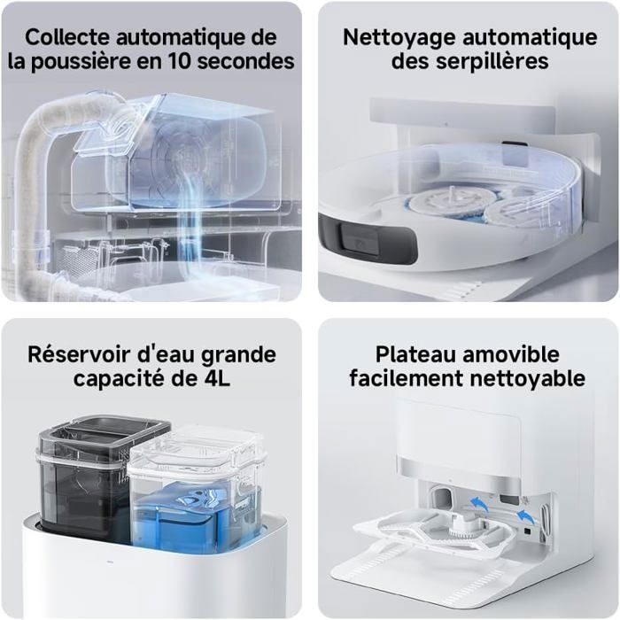 XIAOMI Robot Vacuum X20+, Station Tout-en-Un avec vidage, Lavage & séchage Auto, évitement d’Obstacles S-Cross™,  Mi Home.