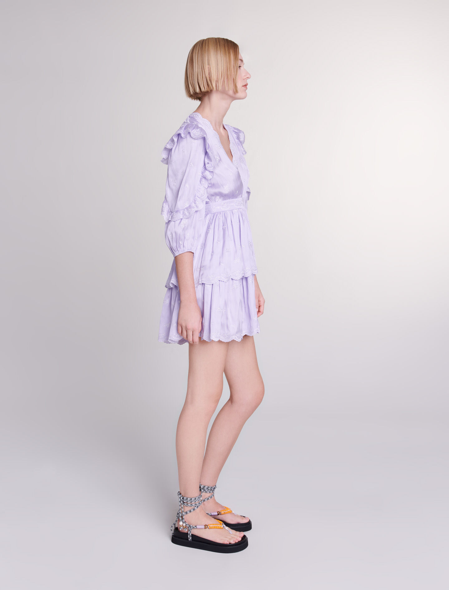 Rochie scurtă din satin și broderie - Parma