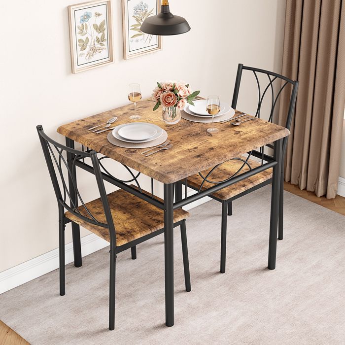 Ensemble Table et 2 Chaises, Set de Salle à Manger MDF, pour Cuisine, Petit Espace, Appartement, Jardin, Studio, Salon