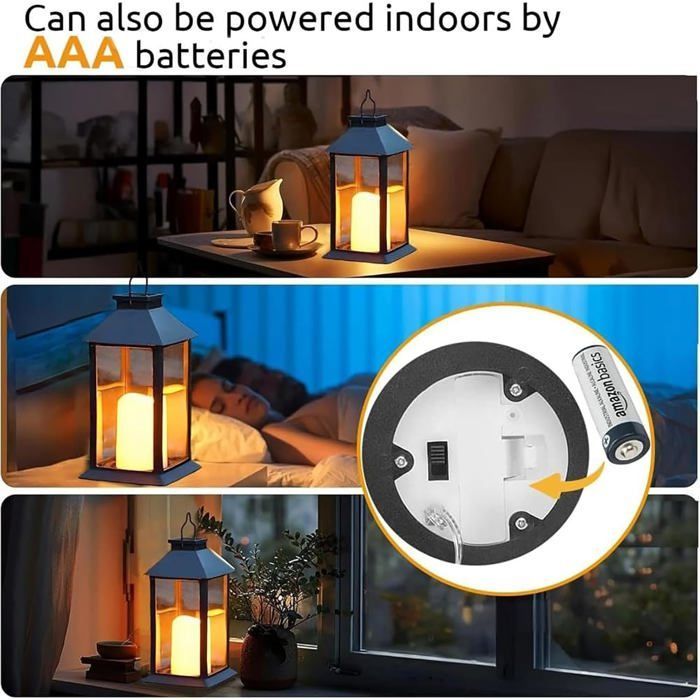 Outdoor solar lanterns, set of 2, hanging and waterproof garden lanterns.