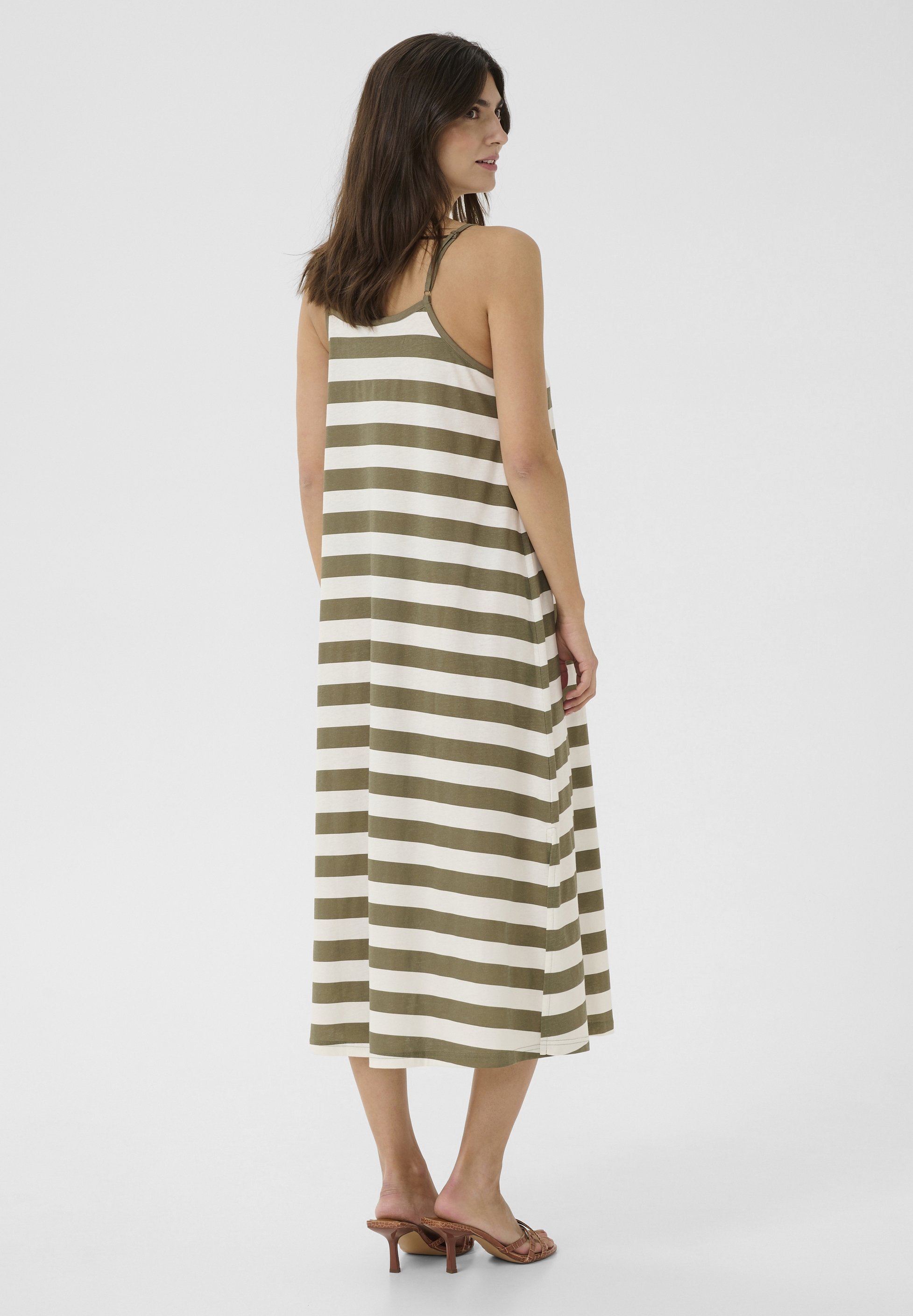 Culture CUBenzo Deia Strap - Jersey jurk - donkergroen met witte strepen