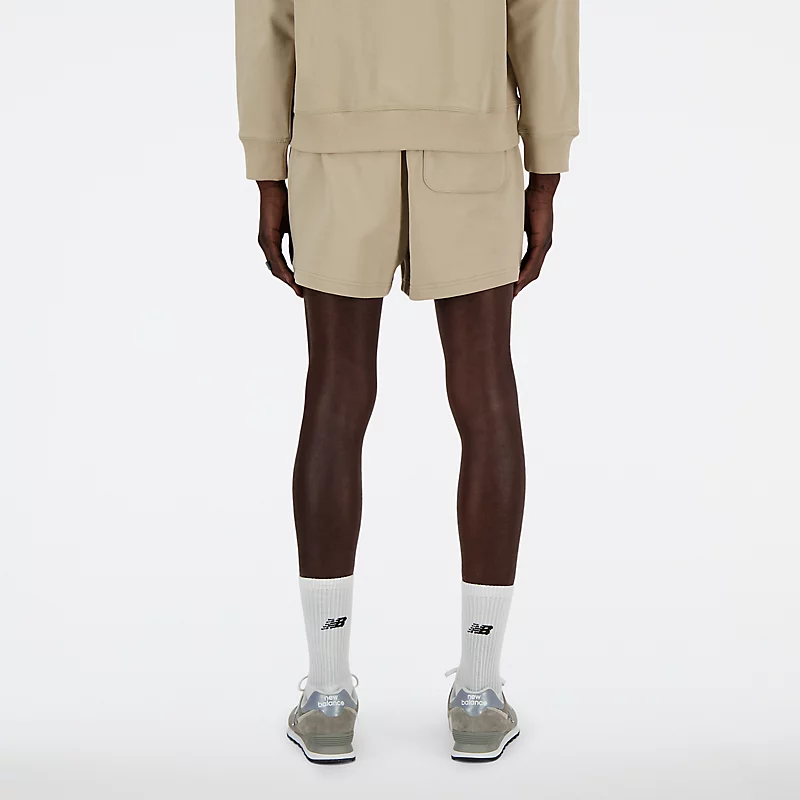 Heren sportshorts van badstof met een lengte van 5 inch - STONE