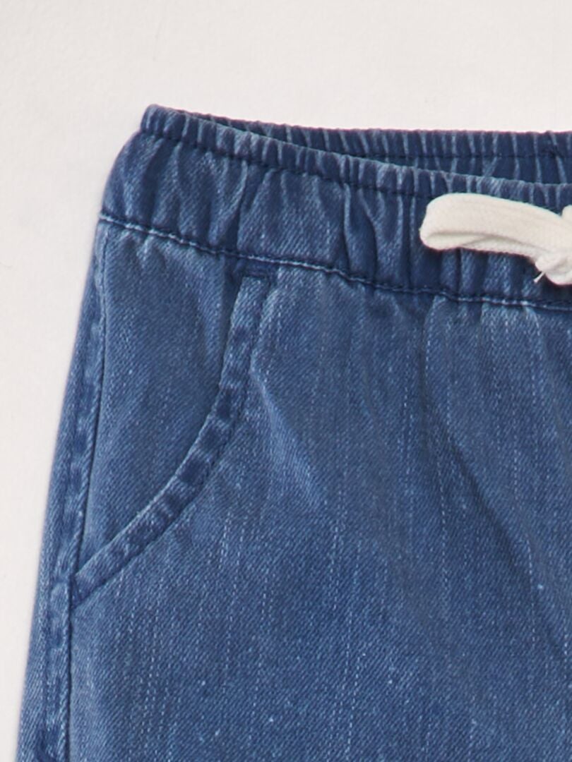 Paperbag denim broek - BLAUW