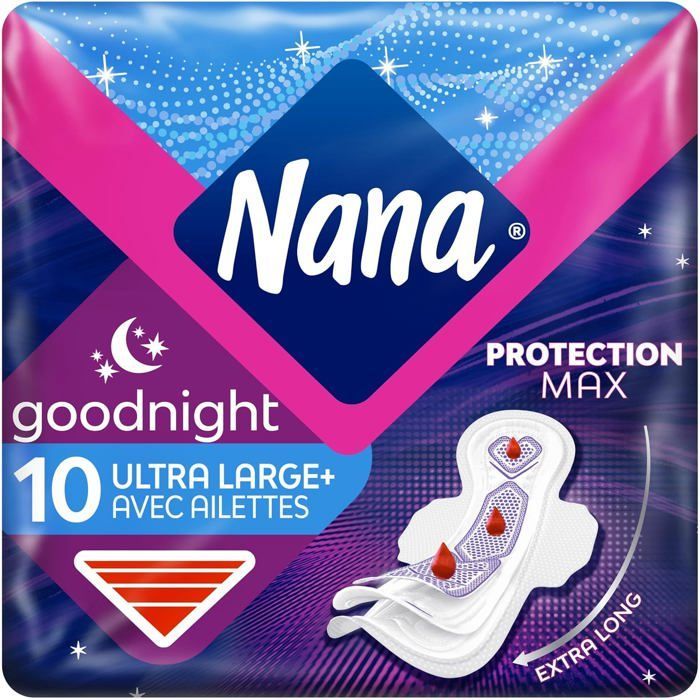 Ultra Goodnight grote maandverbanden met vleugels, 10 stuks (verpakking van 1)
