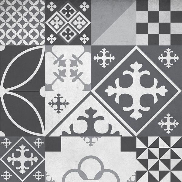 Aluminum backsplash - PATTY Grey Cement Tiles - Compatible with all panels - Adhesive strips included