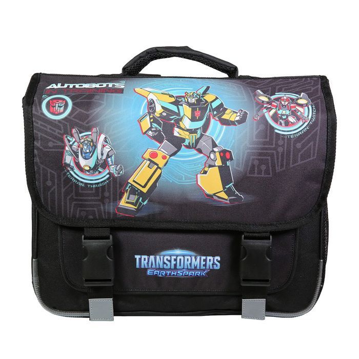Mochila escolar preta Transformers de 38 cm