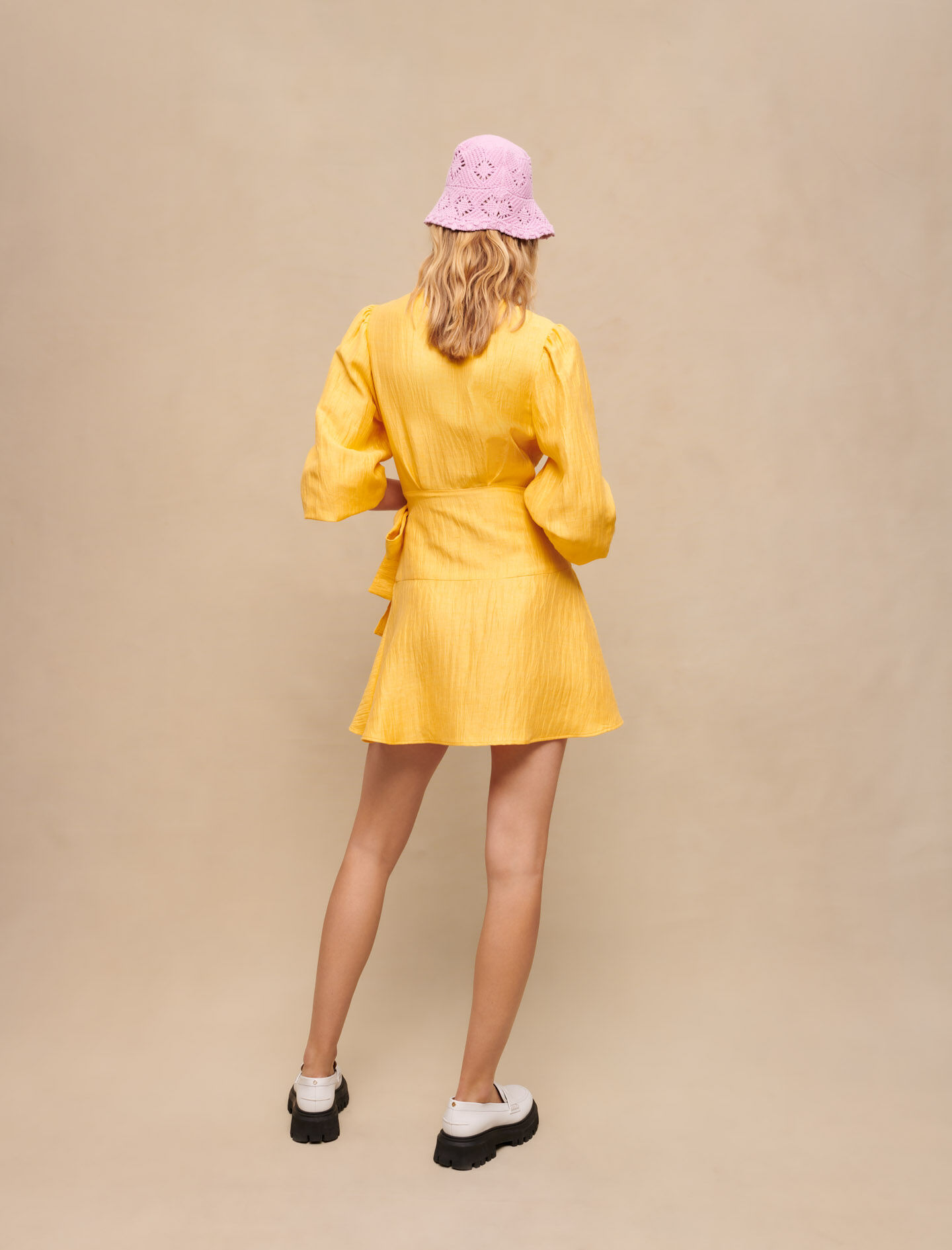 Rochie înfășurată cu nod - Galbenă