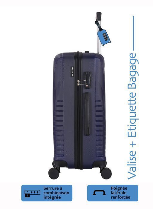 Freeway Blue 55cm harde ABS handbagagekoffer + gratis bagagelabel - 4 x 360° wielen - 2,5 kg - 39L - ADC