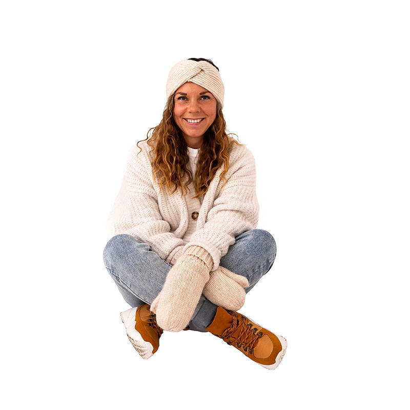 Pannband i off-white, mohair-look