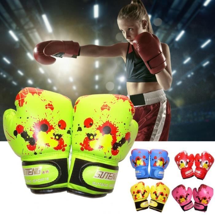 Azul - Guantes de boxeo para niños, protección de manos de piel sintética, unisex, artes marciales, combate, boxeo, etc.