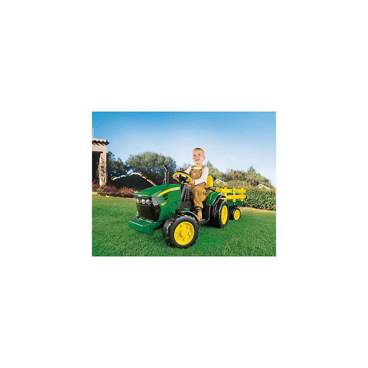 John Deere sähköajoneuvo perävaunulla 12V