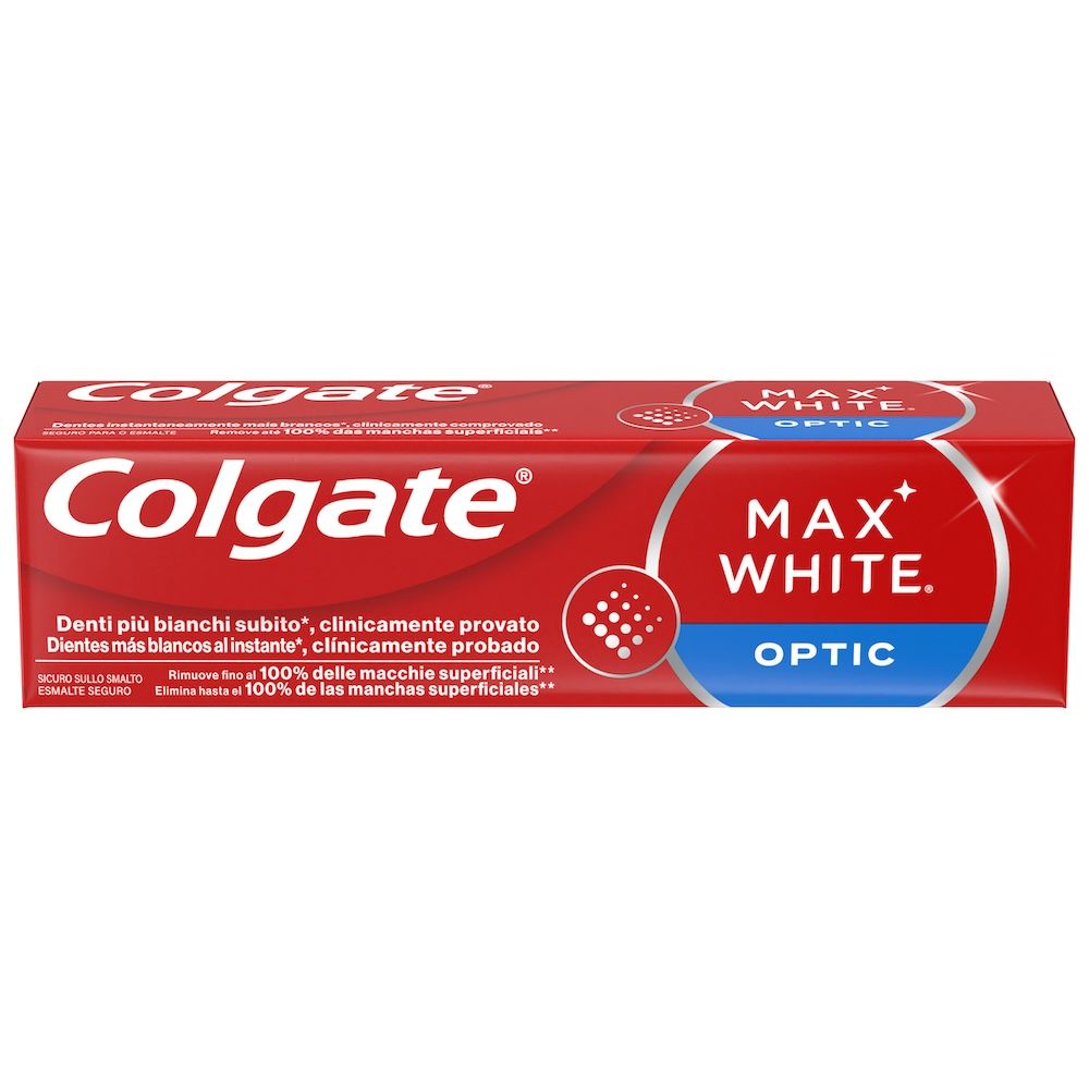 Max White Optic balinošā zobu pasta Zobu pastas un zobu pastas