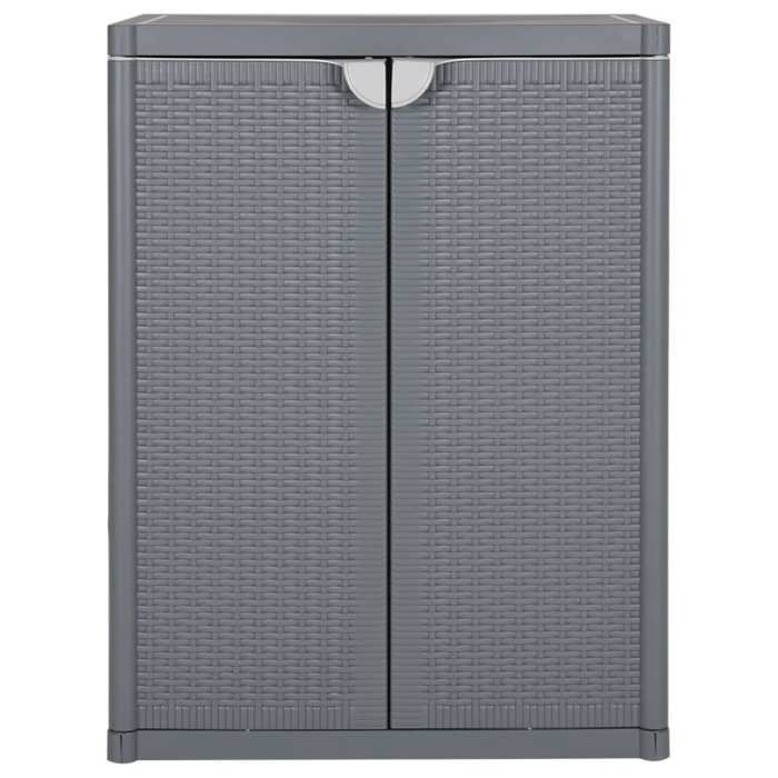 Armario de almacenamiento para jardín vidaXL, gris, 65x45x88 cm, PP, ratán, 364062