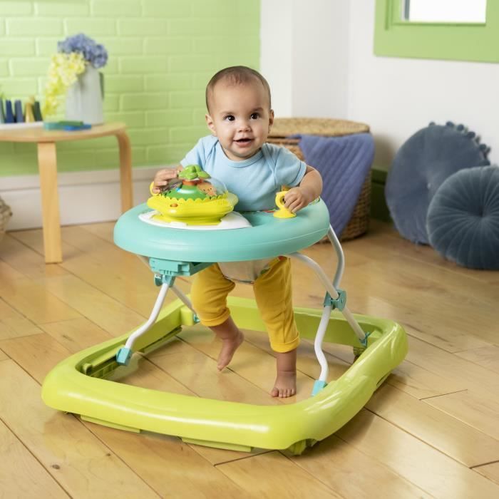 BRIGHT STARTS 2-in-1 Convertible and Foldable Baby Walker - Wanderlights - Removable Activity Toy, Music, Adjustable Height