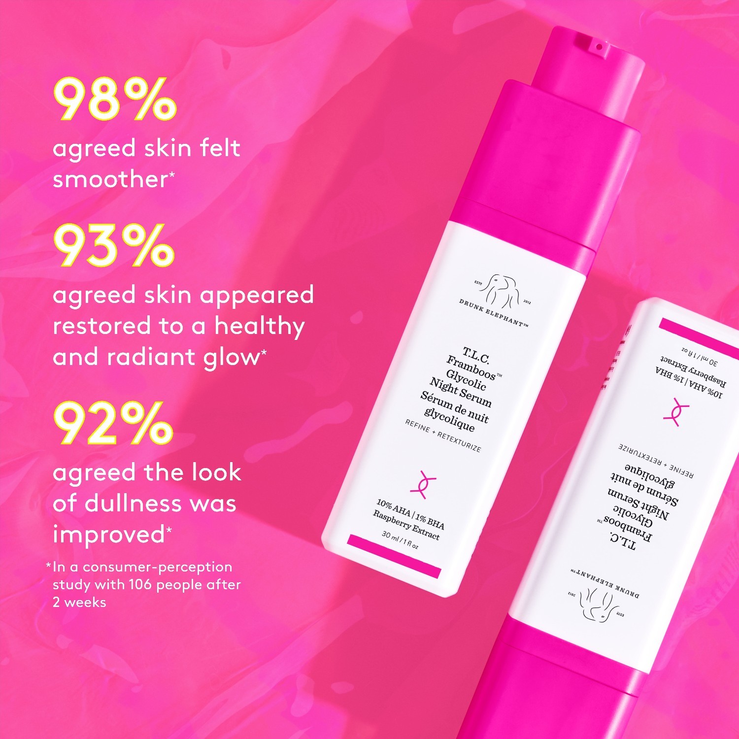 Drunk Elephant hidratantni serum TLC Malina glikolni noćni serum - 30 ml