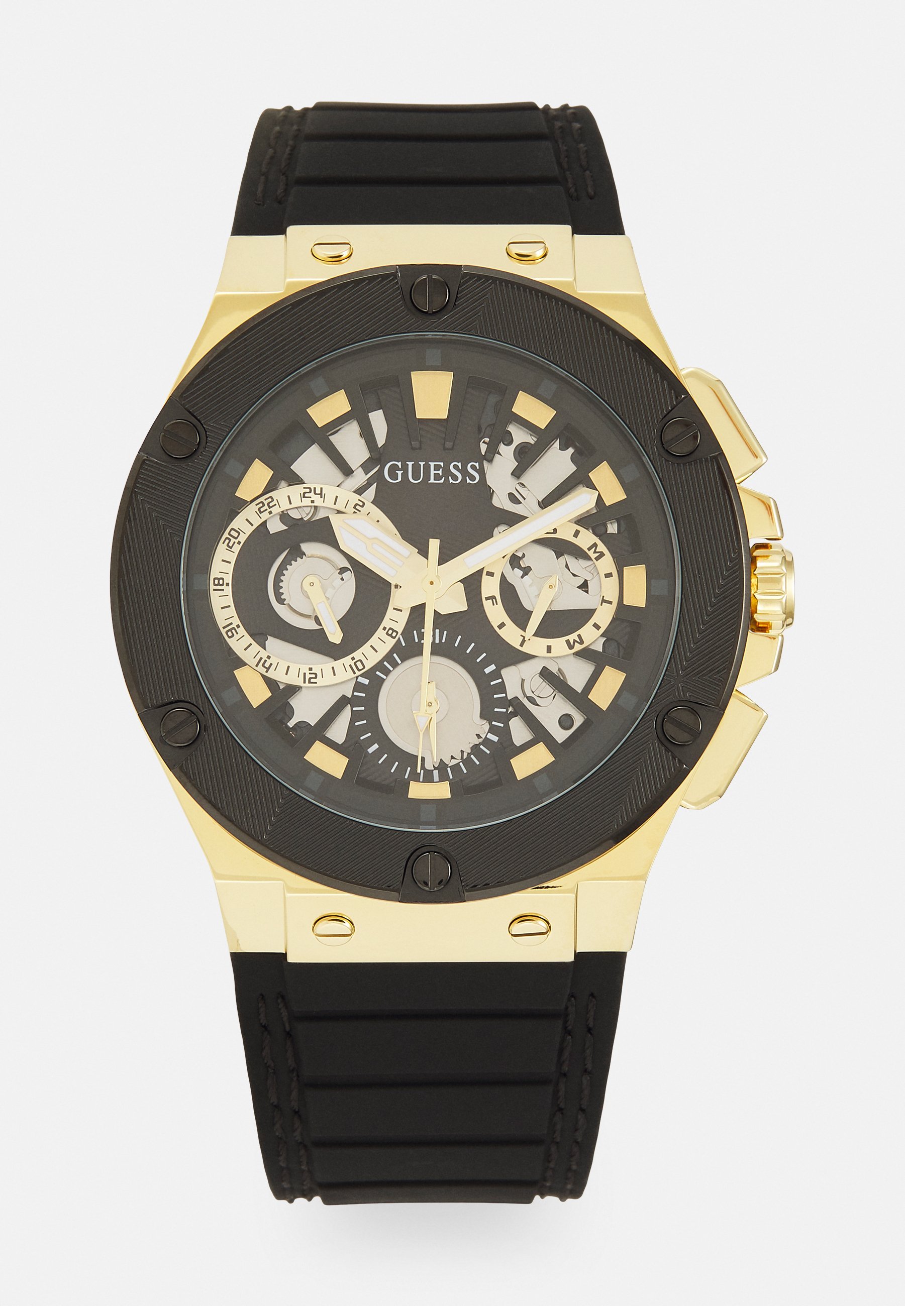 Guess CIRCUIT - Horloge - zwart met zonnestralen/goudkleurig