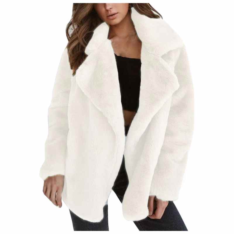 Popular Women Winter Plush Coat Soft Women Fur Jackets Turn Down Collar Warm Outwear Casual Female Pink Black Light Brown Coats