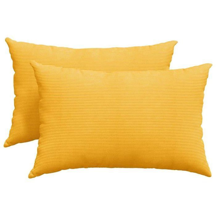 Corduroy bankkussens - vidaXL - Lichtgeel - 60x40 cm - Afneembare hoezen - Polyester vulling